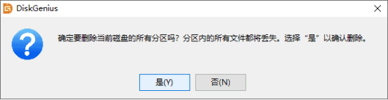 删除分区后的界面
